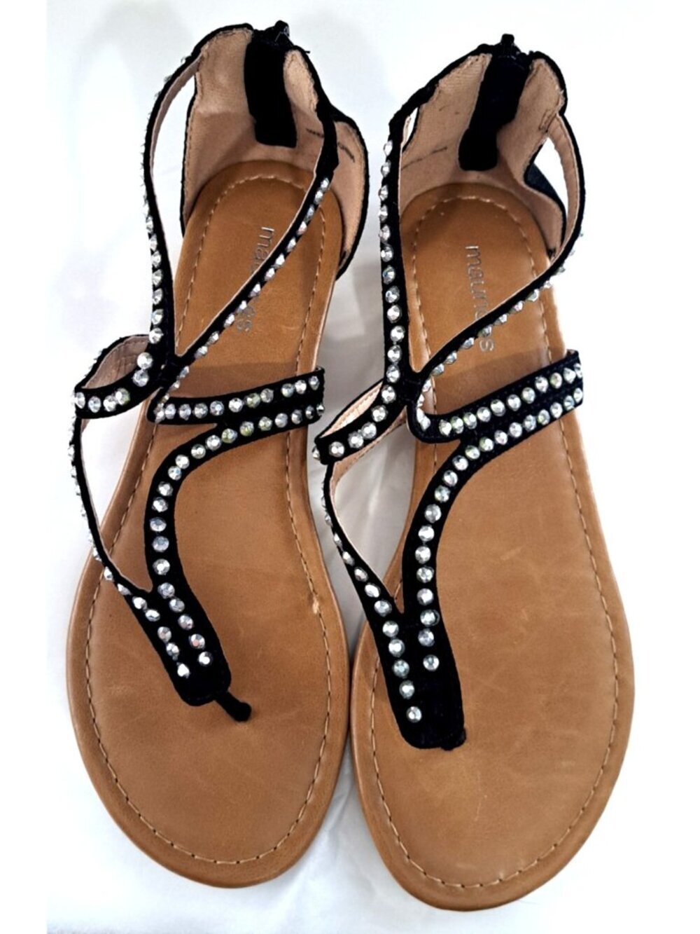 Maurices Women's 6M Eileen Black Studded Back Zip Strappy Sandals